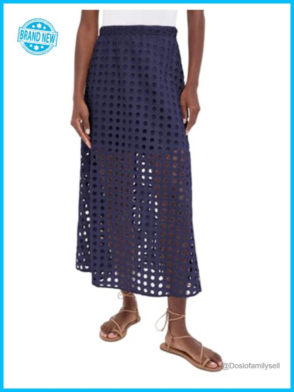 Women Eyelet Maxi Skirt Bohemian Beach Long Skirt Mini Underneath